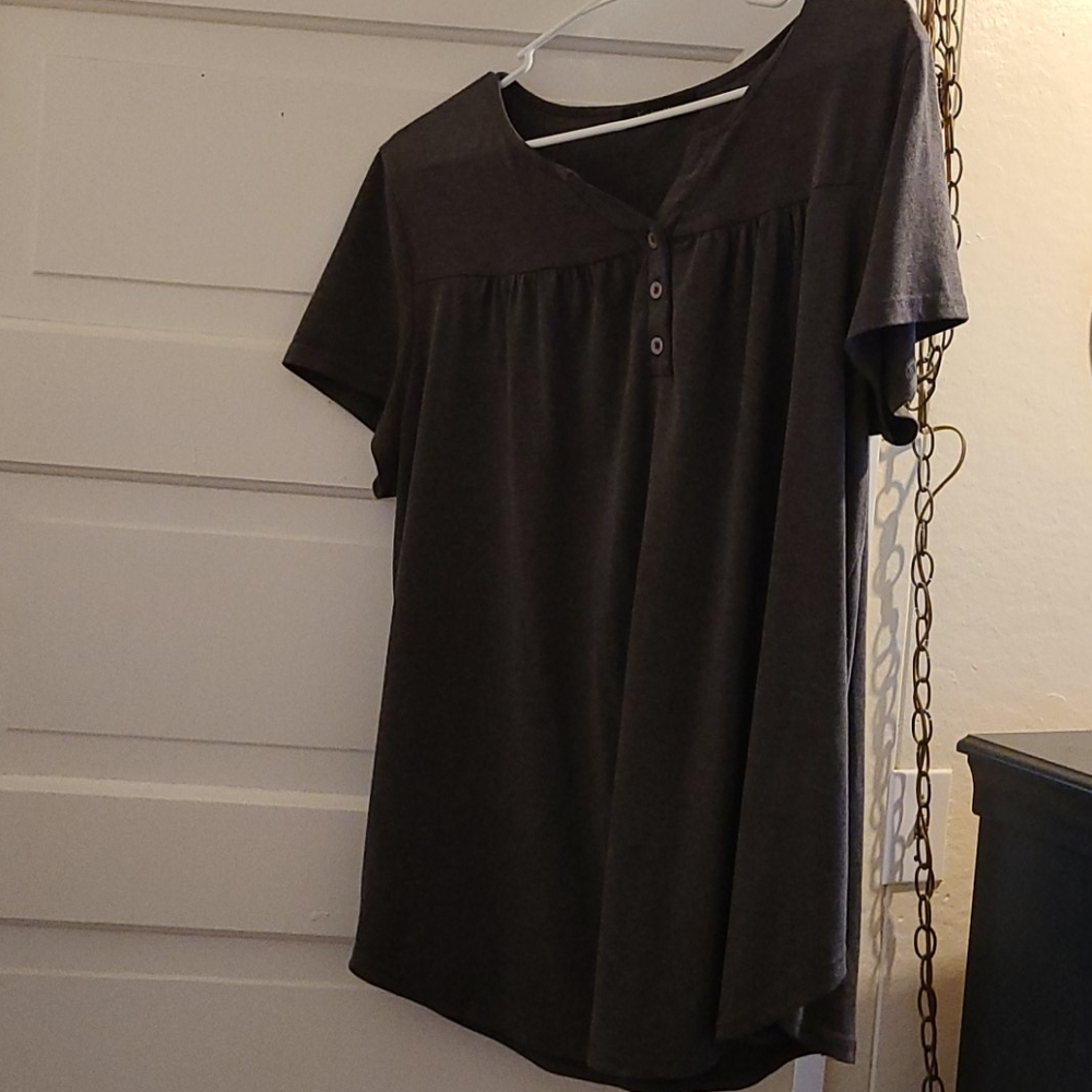Grey short sleeve Henley top